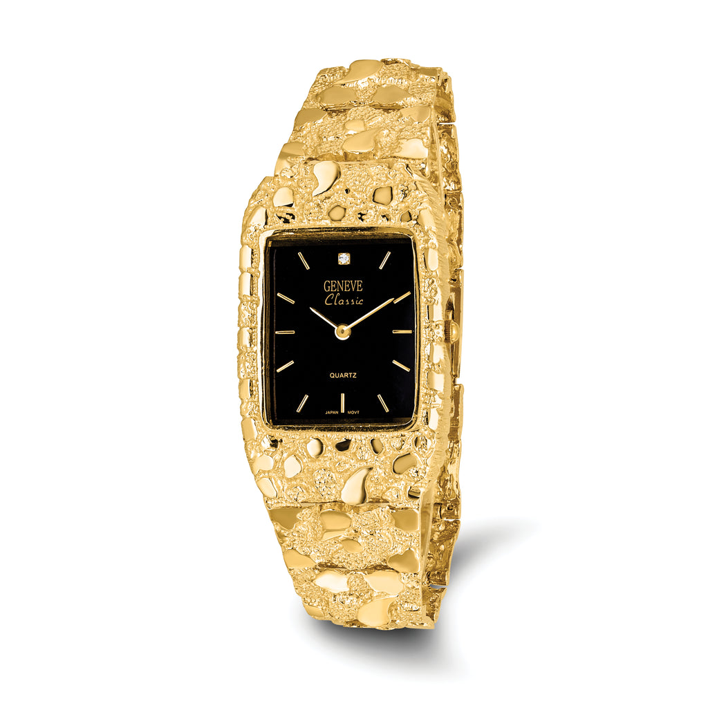 10k 27x47mm Black Dial Square Face 8 inch Nugget Watch