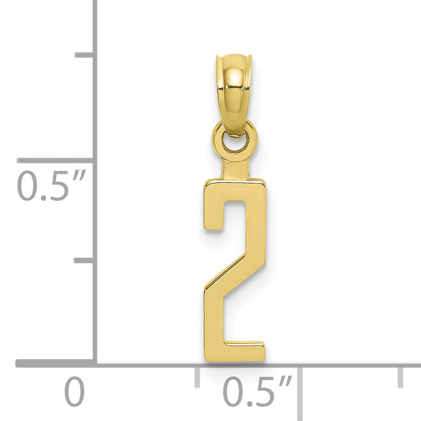 10K Number 2 Block Charm