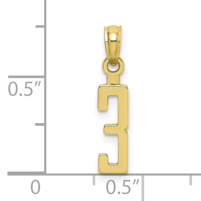 10K Number 3 Block Charm