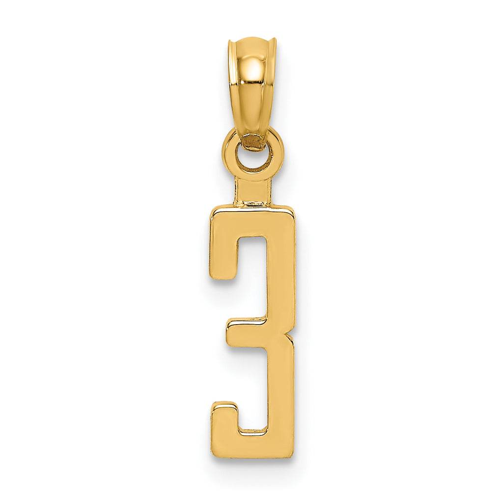 10K Number 3 Block Charm