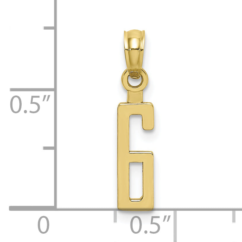 10K Number 6 Block Charm