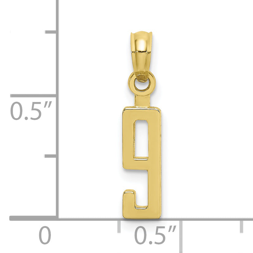 10K Number 9 Block Charm
