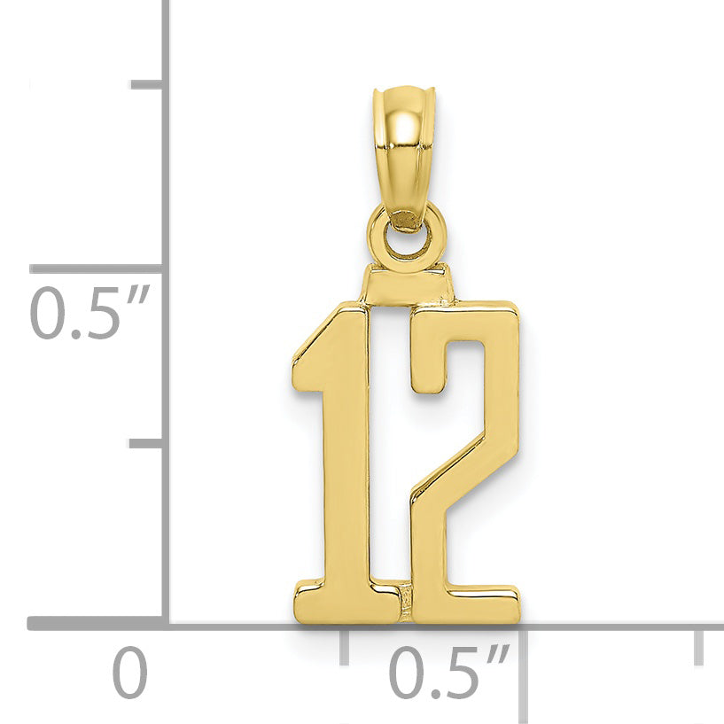 10K Number 12 Pendant