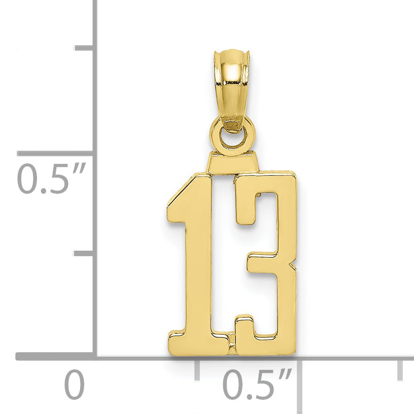 10K Number 13 Pendant