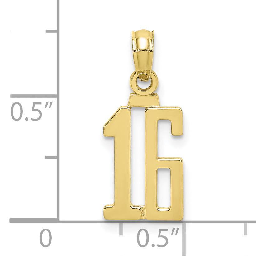 10K Number 16 Pendant