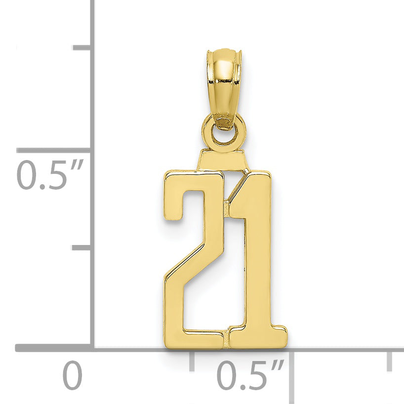 10K Number 21 Pendant