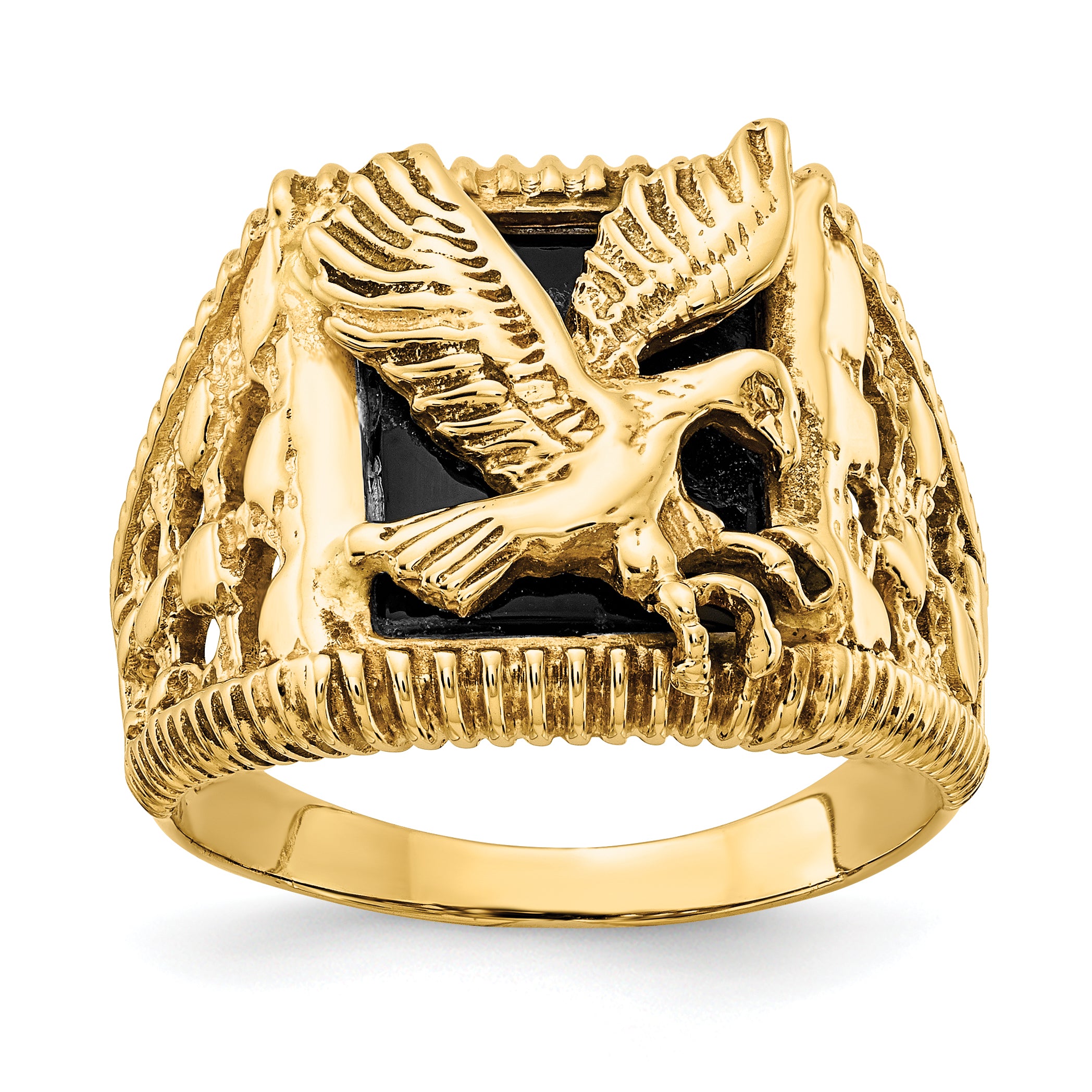 10K Men's Onyx Eagle Ring Main image