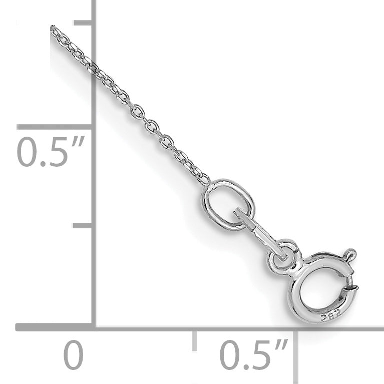 10K White Gold .6mm Diamond Cut Round Open Link Cable Chain Anklet Secondary image