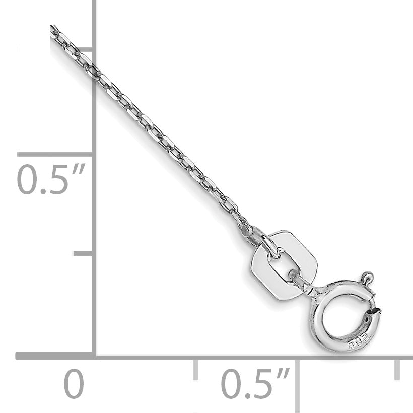 10K White Gold .8mm Diamond Cut Cable with Spring Ring Clasp Chain Anklet Secondary image