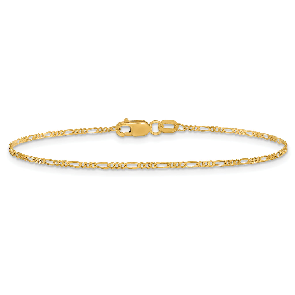 10k 1.25mm Flat Figaro Chain Anklet