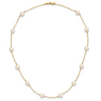 10k 5.5-6.5mm White Near-Round Freshwater Cultured Pearl 12-Station 16 inch Necklace