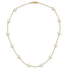 10k 5.5-6.5mm White Near-Round Freshwater Cultured Pearl 12-Station 16 inch Necklace