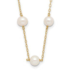 10k 5.5-6.5mm White Near-Round Freshwater Cultured Pearl 12-Station 16 inch Necklace