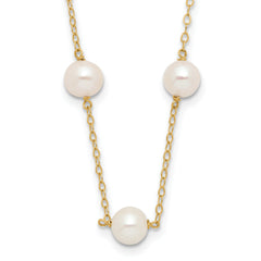 10k 5.5-6.5mm White Near-Round Freshwater Cultured Pearl 12-Station 16 inch Necklace