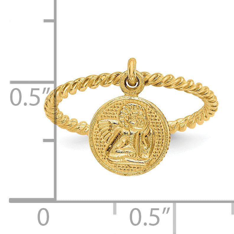 10k Polished Cross Dangle Charm Ring