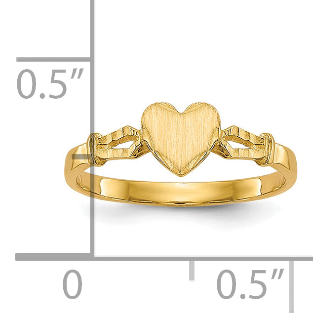 Heart Open Back Signet Ring in 10K Yellow Gold, 2mm, Size 3 Secondary image