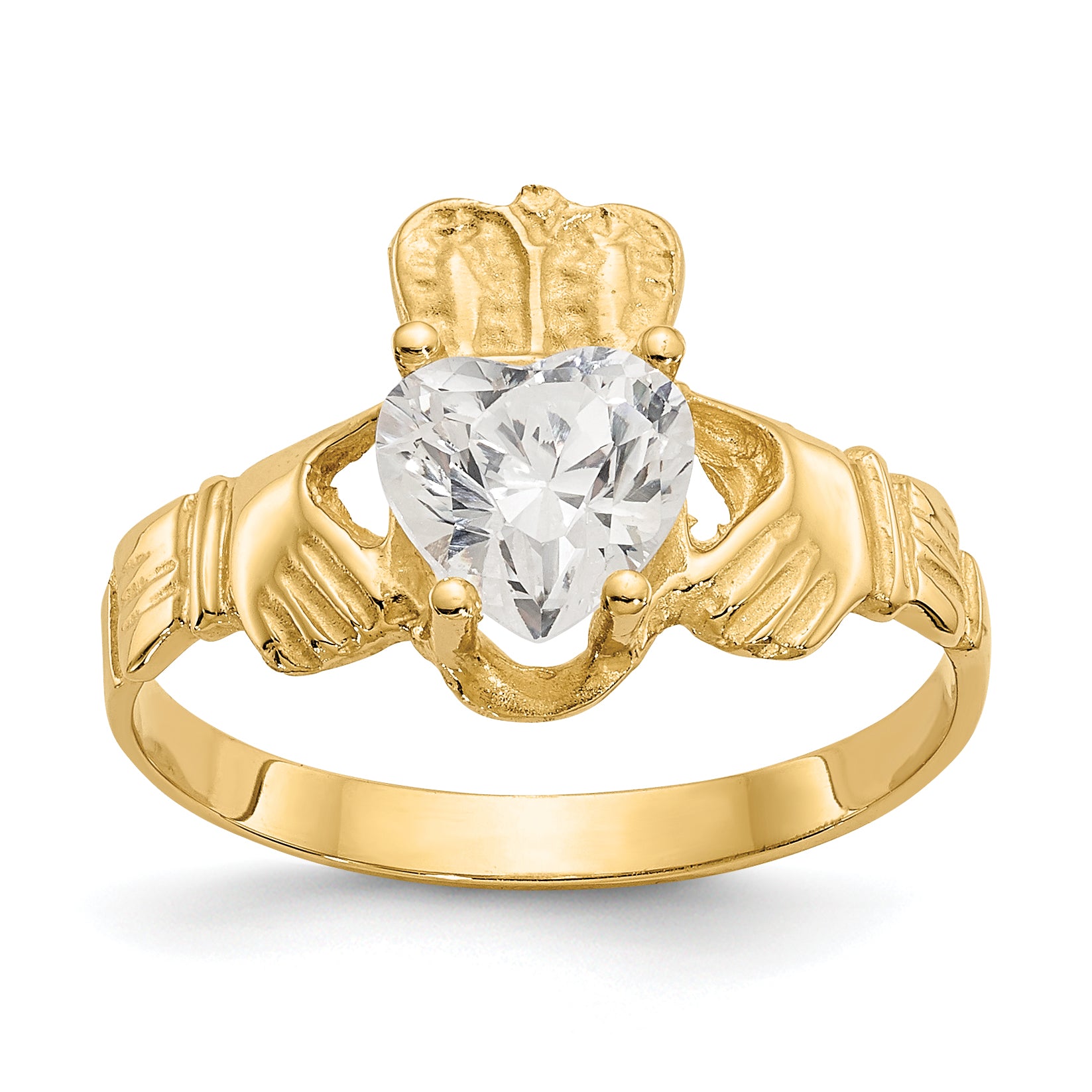10k April Birthstone Claddagh Ring Main image