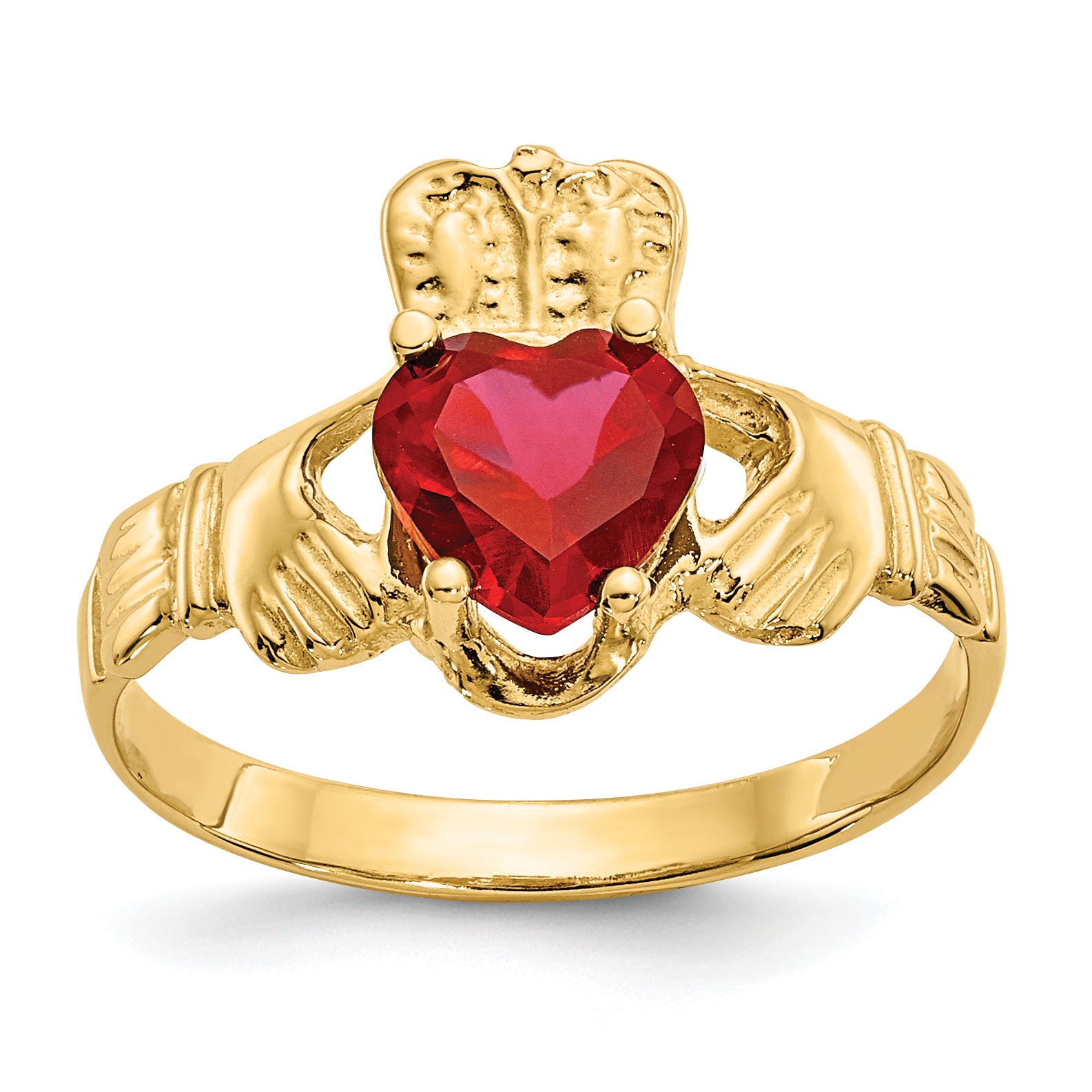 10k July Birthstone Claddagh Ring Main image