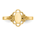 10K Filigree Oval Polished Center Child's Signet Ring