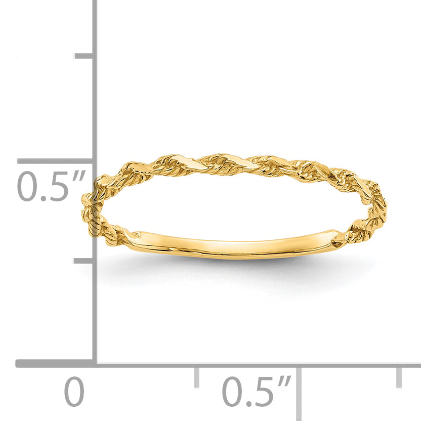 10K Diamond-cut Textured Rope Band Ring Secondary image