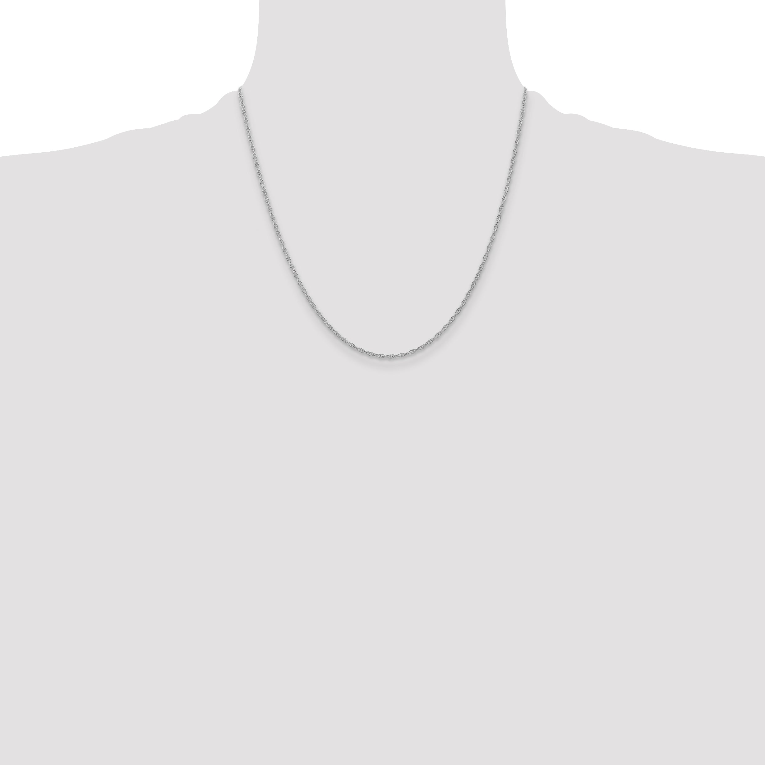 14K White Gold 18 inch Carded 1.35mm Cable Rope with Spring Ring Clasp Chain