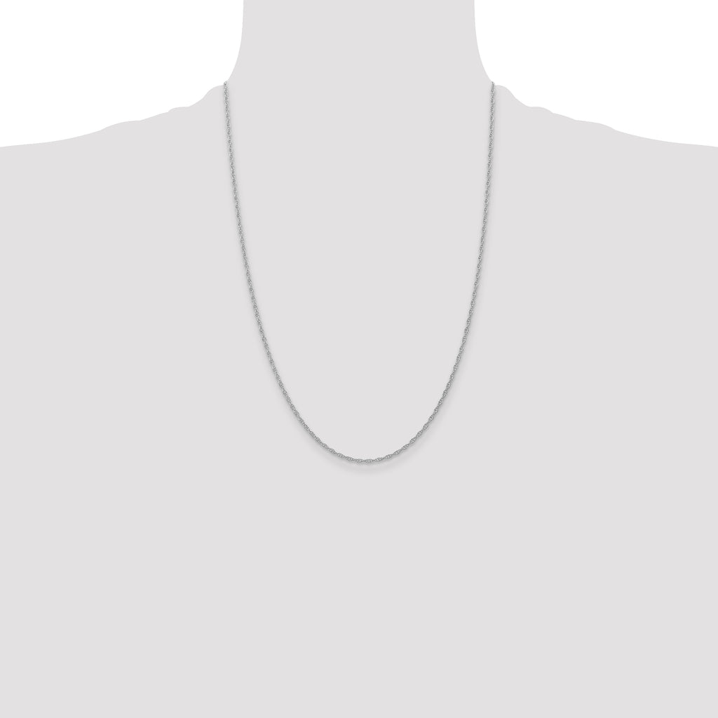 14K White Gold 18 inch Carded 1.35mm Cable Rope with Spring Ring Clasp Chain