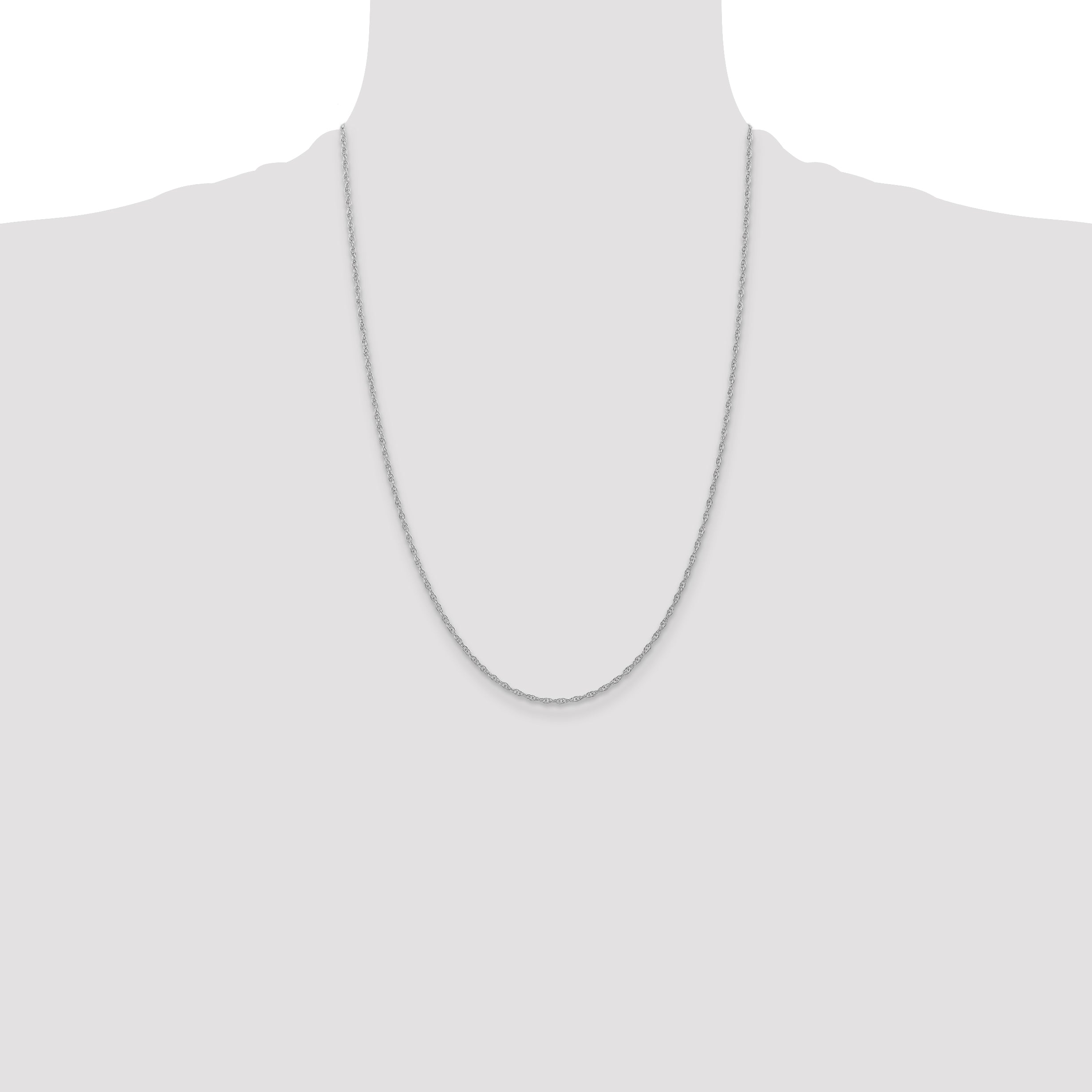 14K White Gold 18 inch Carded 1.35mm Cable Rope with Spring Ring Clasp Chain