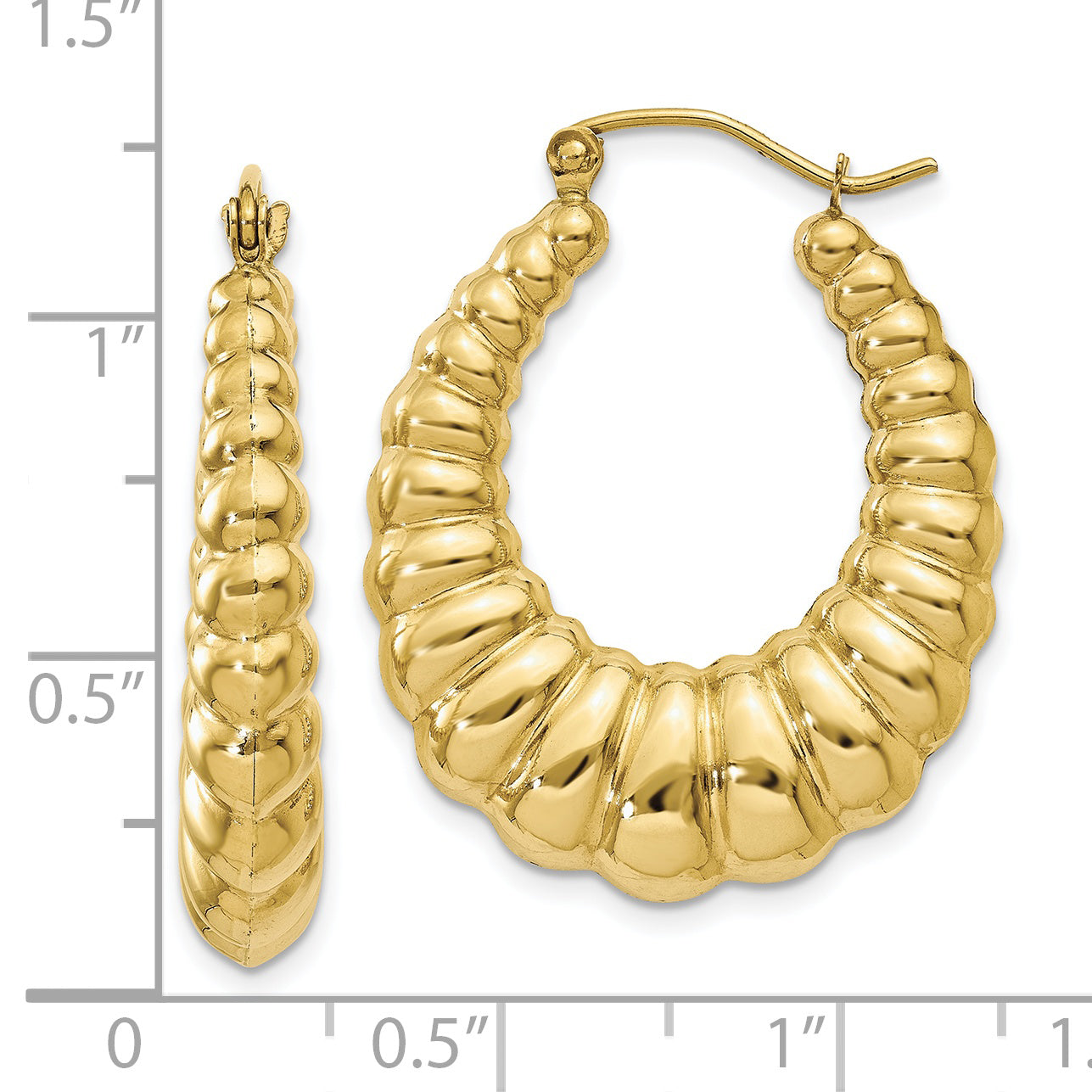 10k Polished Scalloped Hoop Earrings