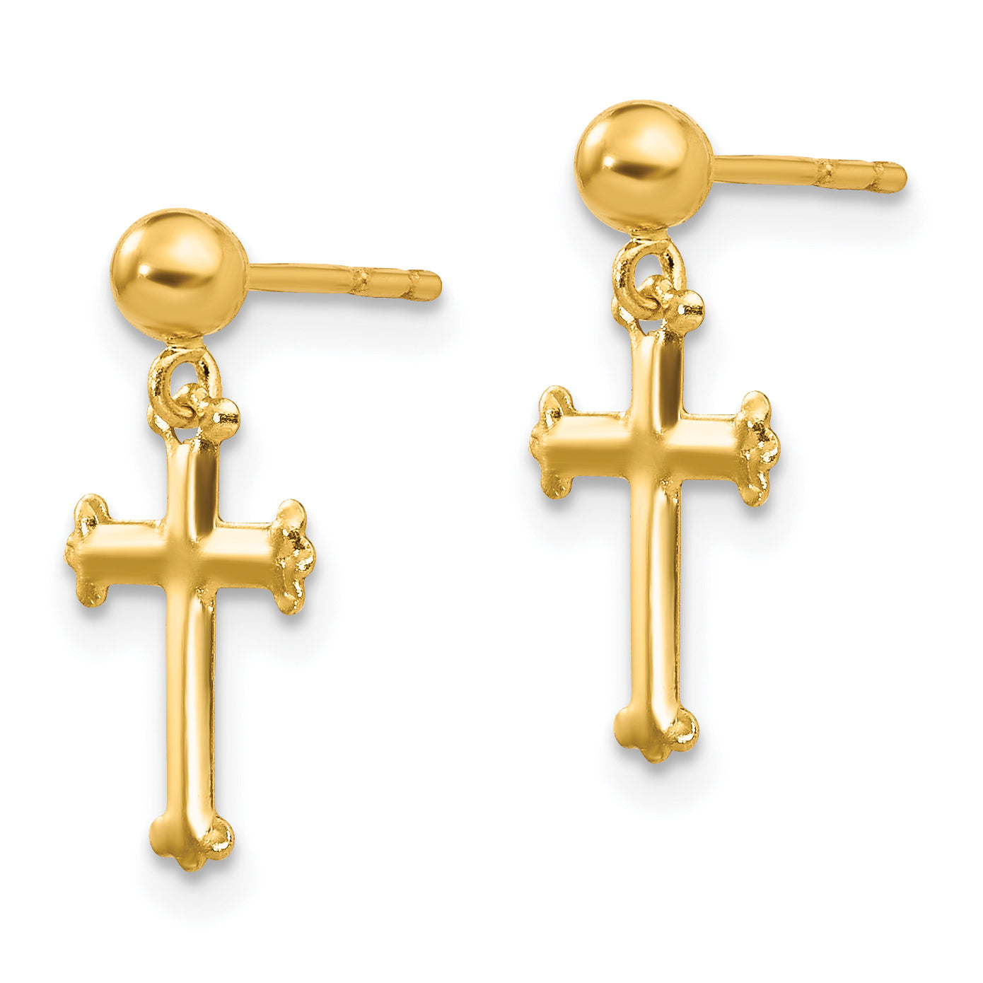 10K Cross Dangle Post Earrings Secondary image