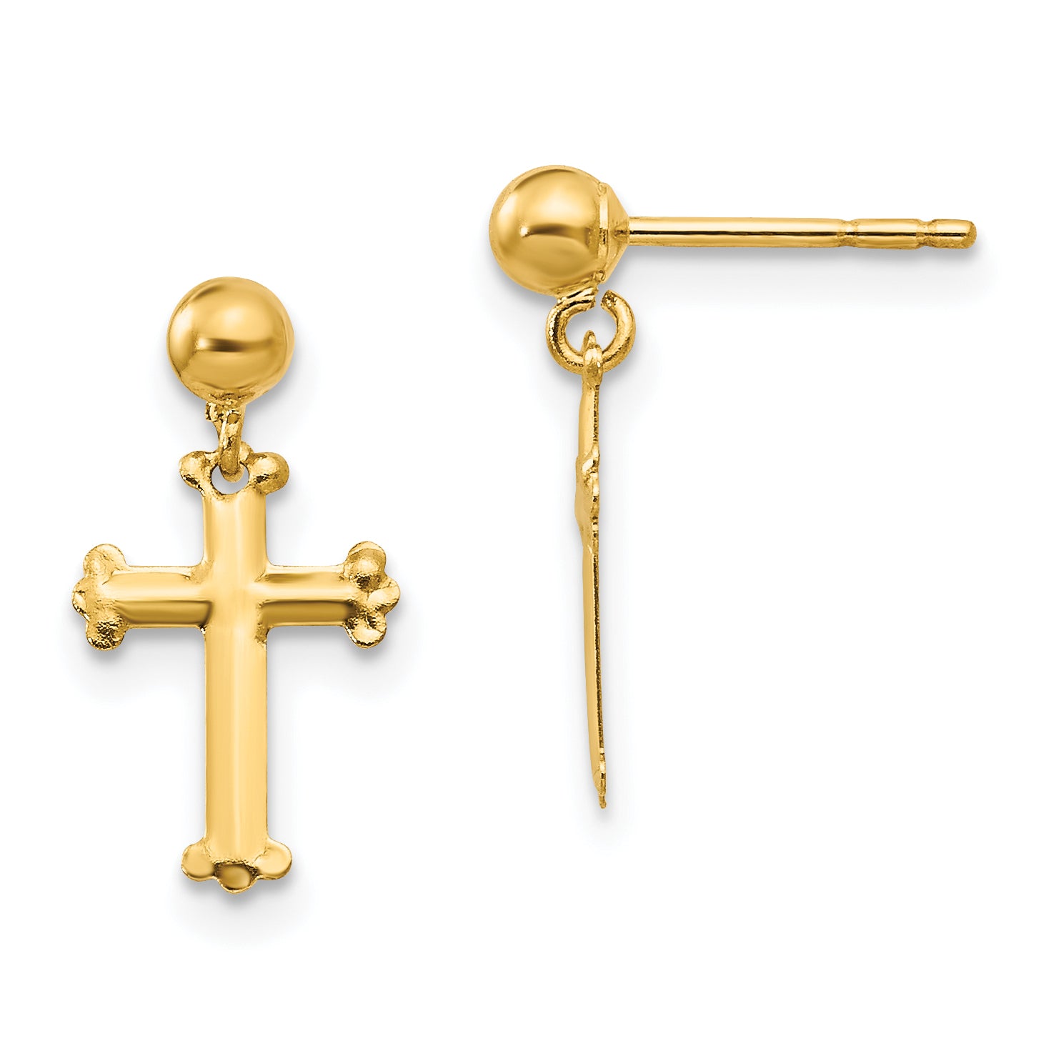 10K Cross Dangle Post Earrings Main image