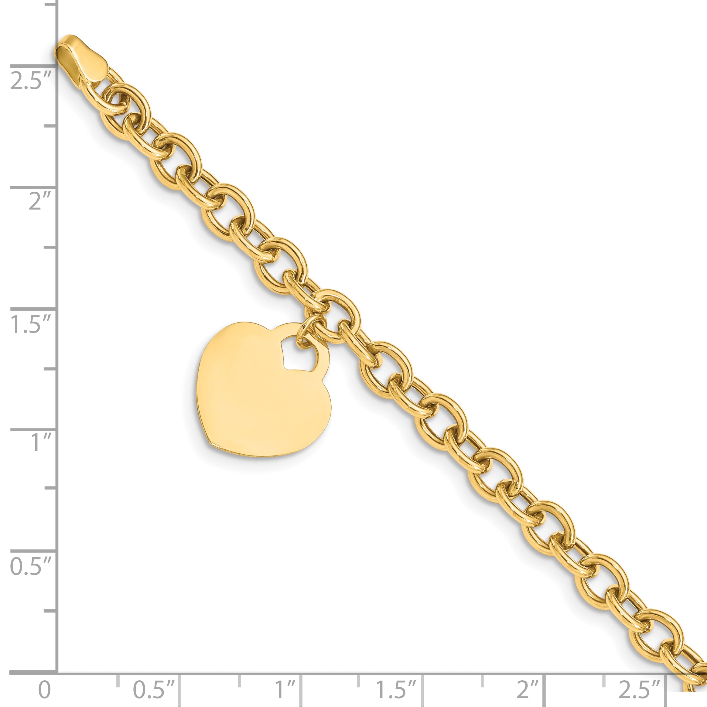 10k Heart Charm Hollow Bracelet