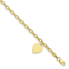 10K Dangle Heart Bracelet