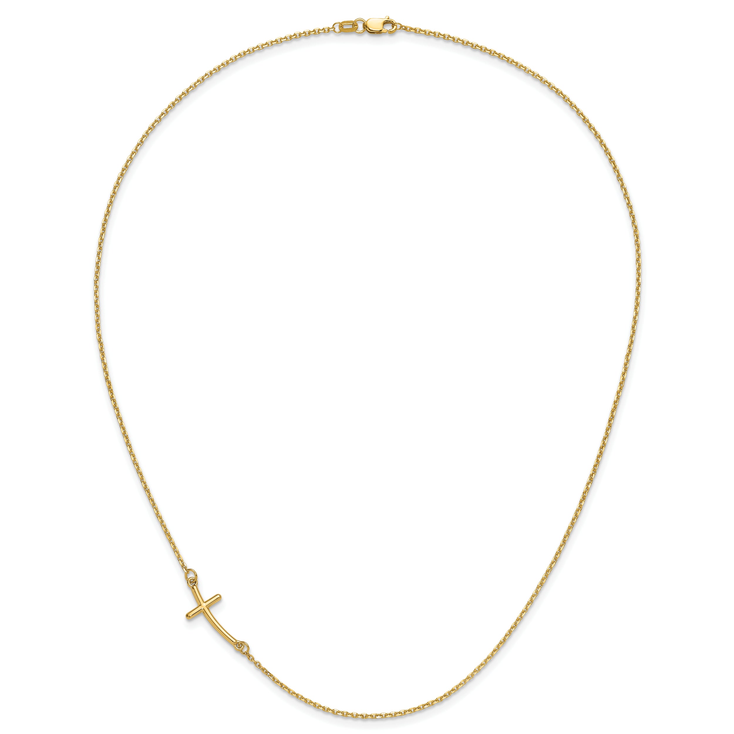 10k Small Sideways Curved Cross Necklace