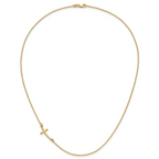 10k Small Sideways Curved Cross Necklace