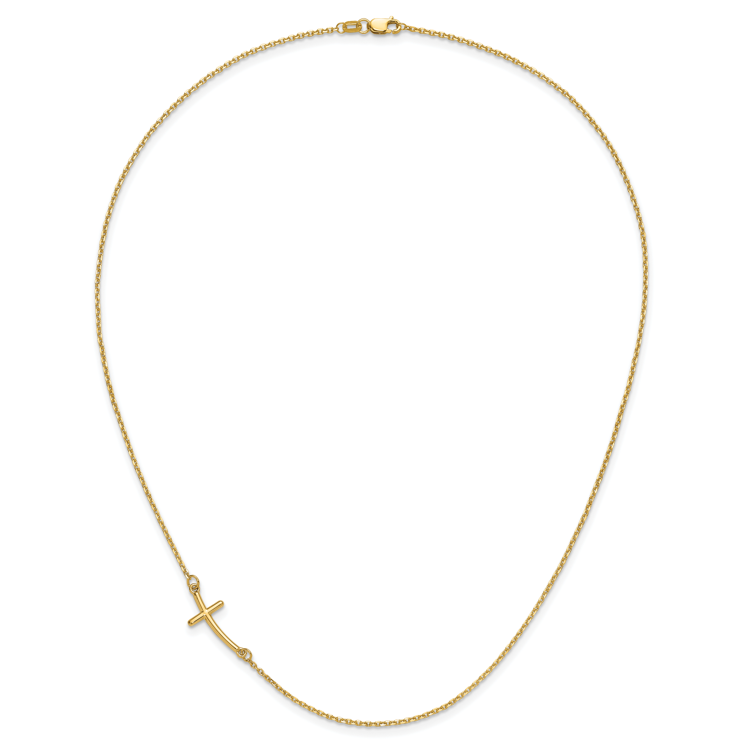 10k Small Sideways Curved Cross Necklace