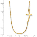 10k Small Sideways Curved Cross Necklace