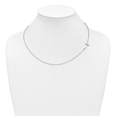 10k White Gold Small Sideways Curved Cross Necklace