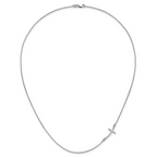 10k White Gold Small Sideways Curved Cross Necklace