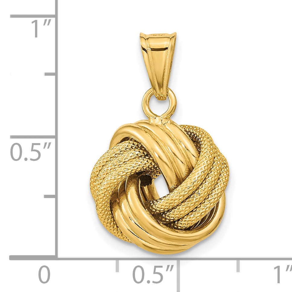 10k Polished Textured Love Knot Pendant