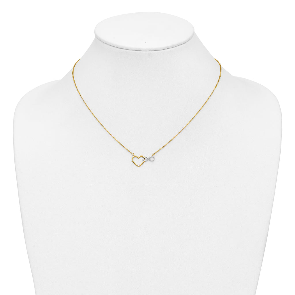 10kY & White Rhodium Heart with Infinity Symbol Necklace