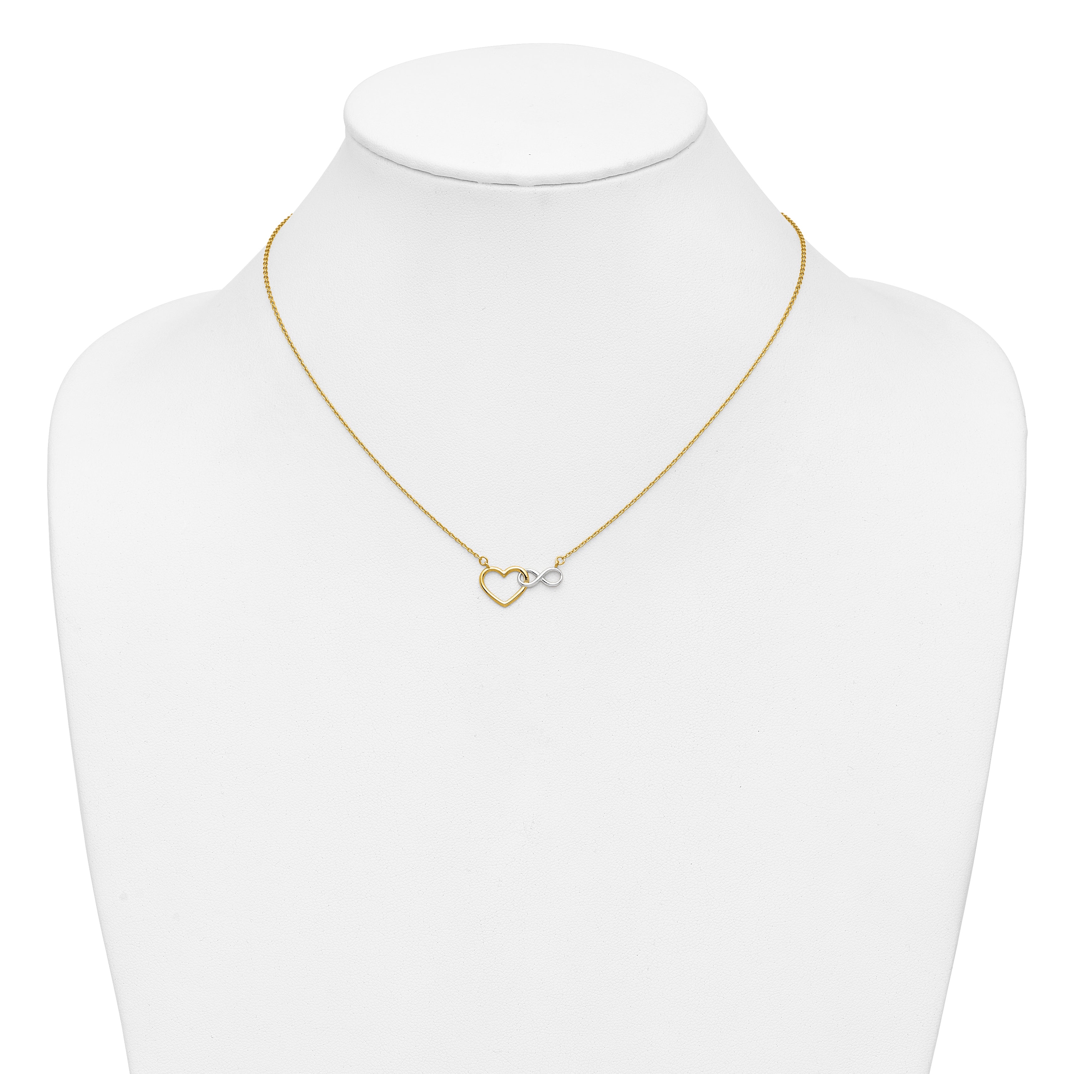 10kY & White Rhodium Heart with Infinity Symbol Necklace