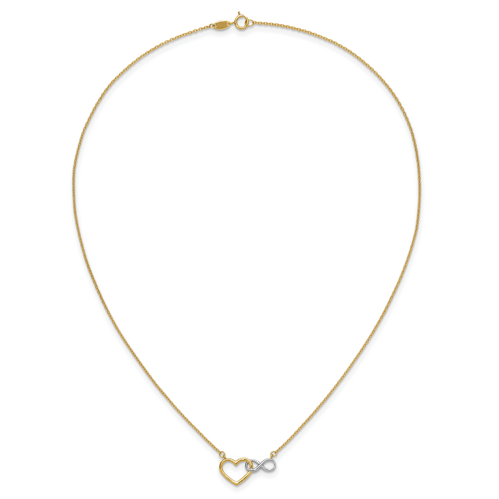 10kY & White Rhodium Heart with Infinity Symbol Necklace