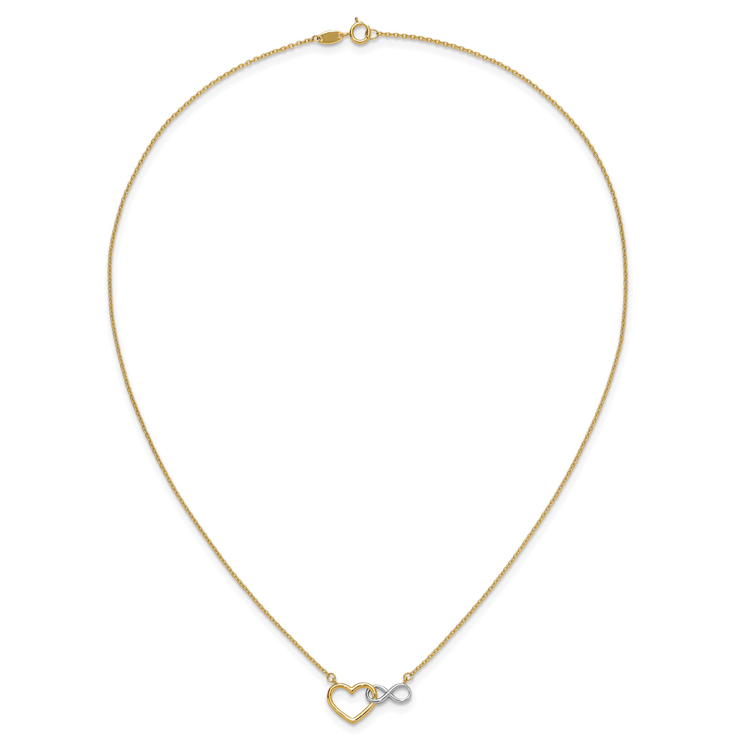10kY & White Rhodium Heart with Infinity Symbol Necklace