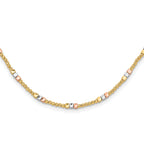 10K Tri-color Diamond-cut Beaded 18in Necklace