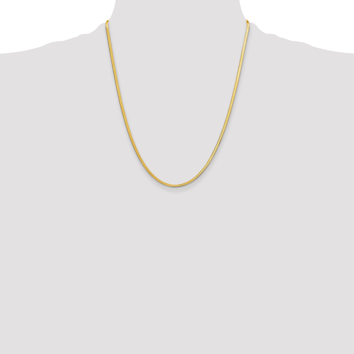 10K Yellow Gold Solid Herringbone Chain Necklace 2.5mm - Sophia Jewelers