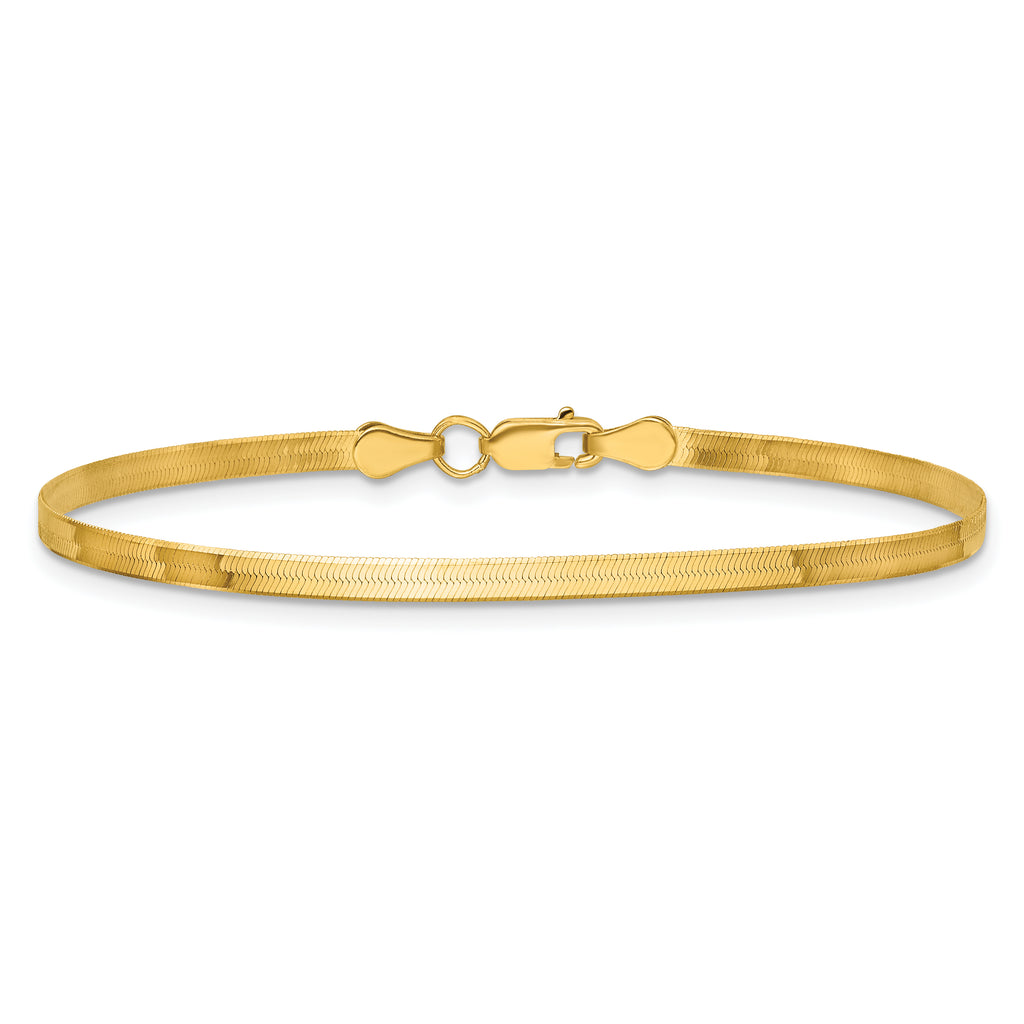 10K Yellow Gold Solid Herringbone Chain Necklace 2.5mm