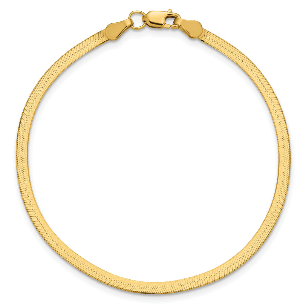 10K Yellow Gold Solid Herringbone Chain Necklace 2.5mm