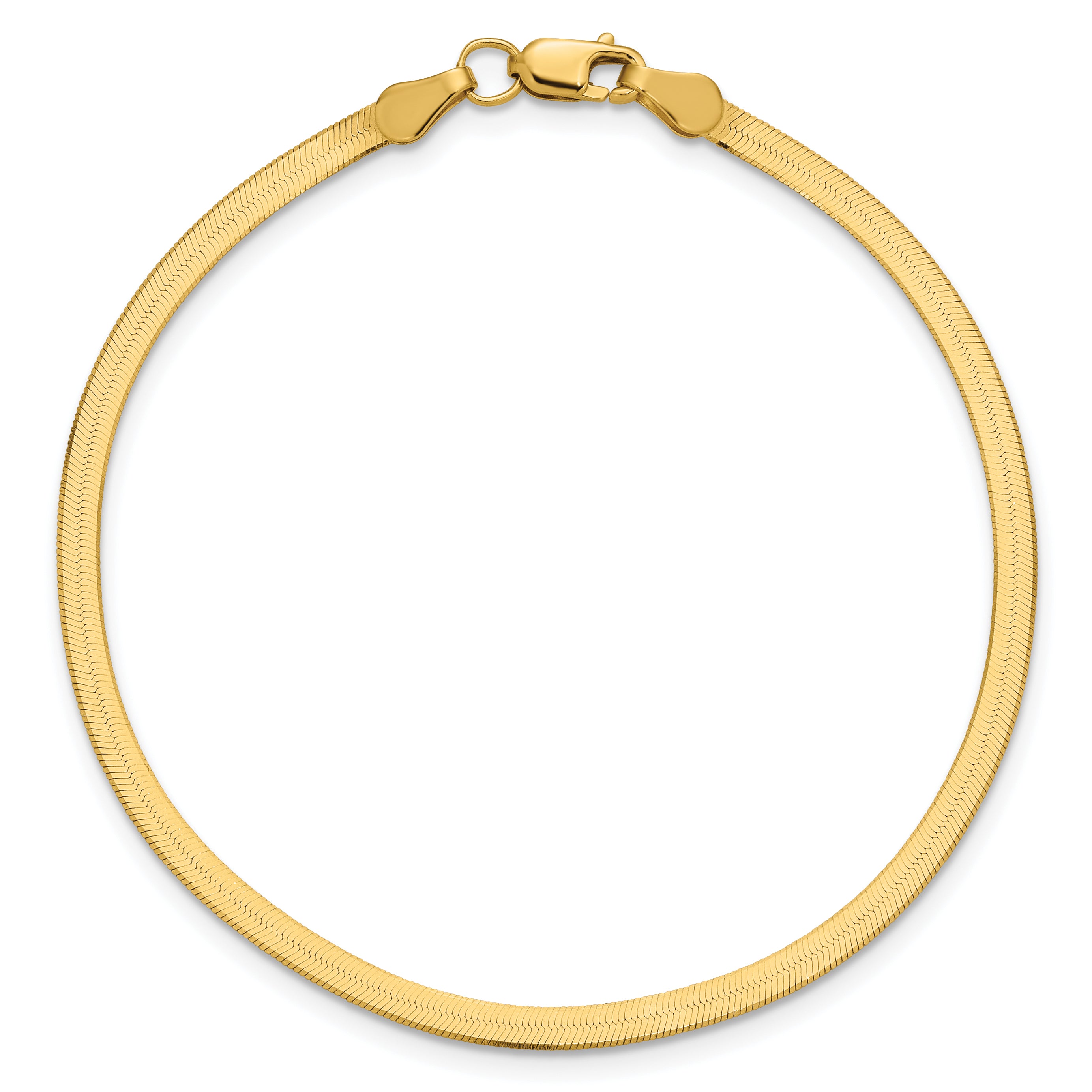 10K Yellow Gold Solid Herringbone Chain Necklace 2.5mm