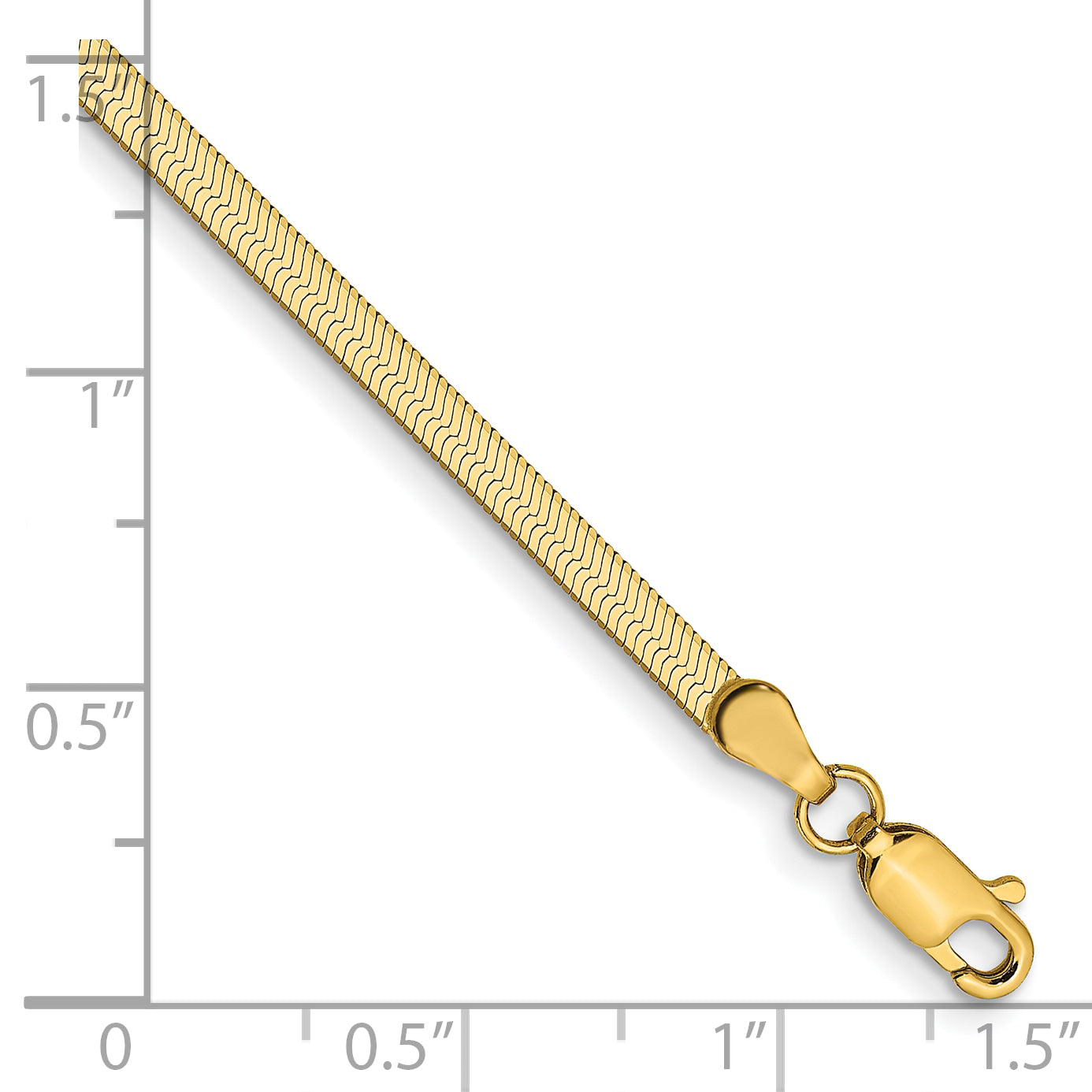 10K Yellow Gold Solid Herringbone Chain Necklace 2.5mm