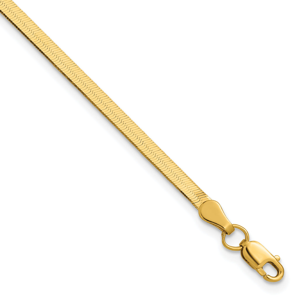 10K Yellow Gold Solid Herringbone Chain Necklace 2.5mm